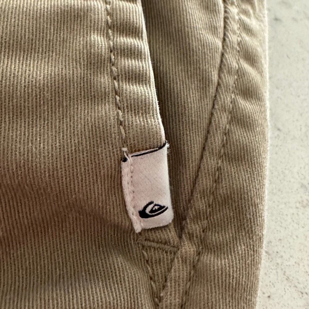 Quiksilver Chino Shorts Mens 32 Khaki Brown Cotton Blend Stretch Flat Front - Picture 9 of 10